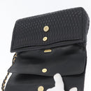 BALLY Quilted Chain Shoulder Bag Leather Black Gold Auth 160785-10