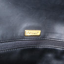 BALLY Quilted Chain Shoulder Bag Leather Black Gold Auth 160785-19