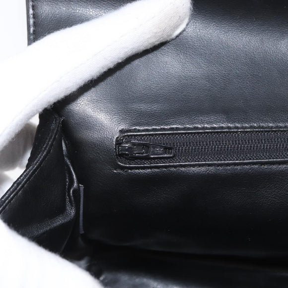BALLY Quilted Chain Shoulder Bag Leather Black Gold Auth 160785