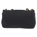 BALLY Quilted Chain Shoulder Bag Leather Black Gold Auth 160785-2