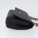 BALLY Quilted Chain Shoulder Bag Leather Black Gold Auth 160785-3