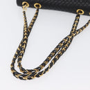 BALLY Quilted Chain Shoulder Bag Leather Black Gold Auth 160785-7