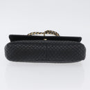 BALLY Quilted Chain Shoulder Bag Leather Black Gold Auth 160785-5