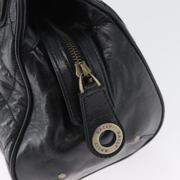 BALLY Tote Bag Leather Black Auth 160786