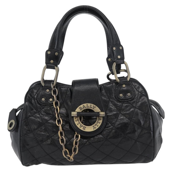 BALLY Tote Bag Leather Black Auth 160786