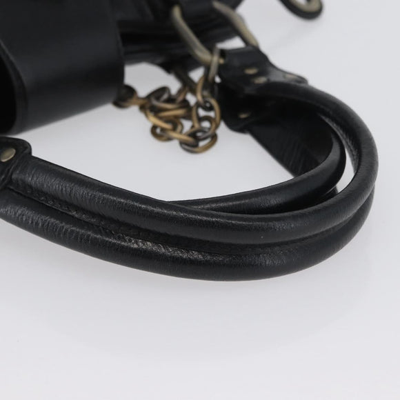 BALLY Tote Bag Leather Black Auth 160786