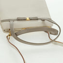 Salvatore Ferragamo Vala Hand Bag Leather 2way White Gold Auth 160802-7