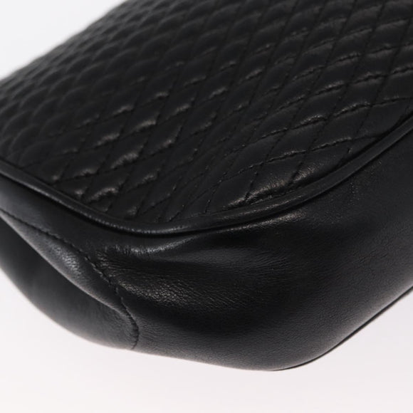 BALLY Chain Shoulder Bag Leather Black Gold Auth 160803