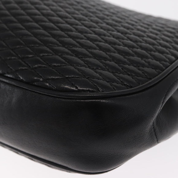 BALLY Chain Shoulder Bag Leather Black Gold Auth 160803