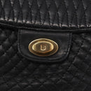 BALLY Chain Shoulder Bag Leather Black Gold Auth 160803-18