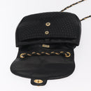 BALLY Chain Shoulder Bag Leather Black Gold Auth 160803-9