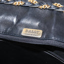 BALLY Chain Shoulder Bag Leather Black Gold Auth 160803-19