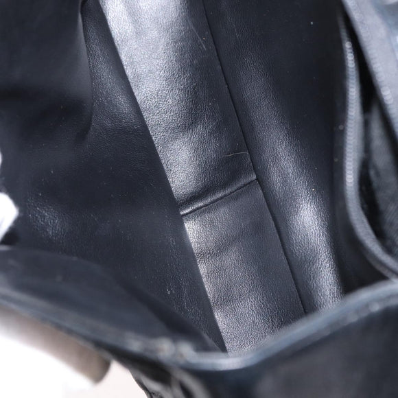 BALLY Chain Shoulder Bag Leather Black Gold Auth 160803