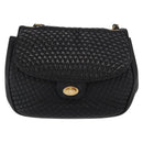 BALLY Chain Shoulder Bag Leather Black Gold Auth 160803-13