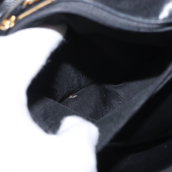 BALLY Chain Shoulder Bag Leather Black Gold Auth 160803