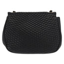 BALLY Chain Shoulder Bag Leather Black Gold Auth 160803-2