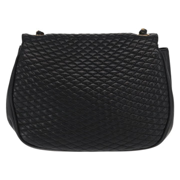 BALLY Chain Shoulder Bag Leather Black Gold Auth 160803 - 0