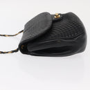BALLY Chain Shoulder Bag Leather Black Gold Auth 160803-4