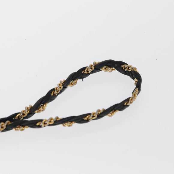 BALLY Chain Shoulder Bag Leather Black Gold Auth 160803