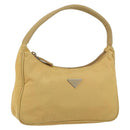 PRADA Hand Bag Nylon Beige Silver Auth 160804-1