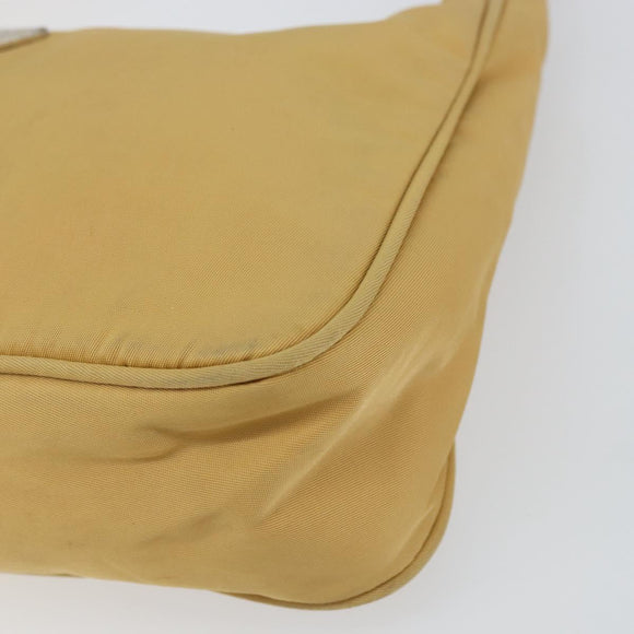 PRADA Hand Bag Nylon Beige Silver Auth 160804