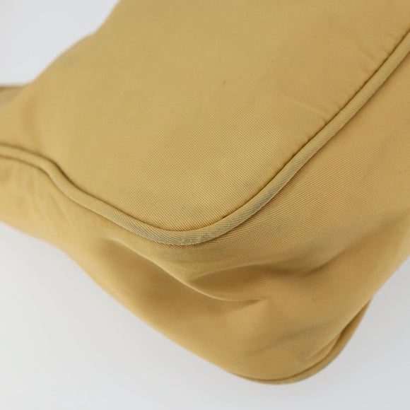 PRADA Hand Bag Nylon Beige Silver Auth 160804