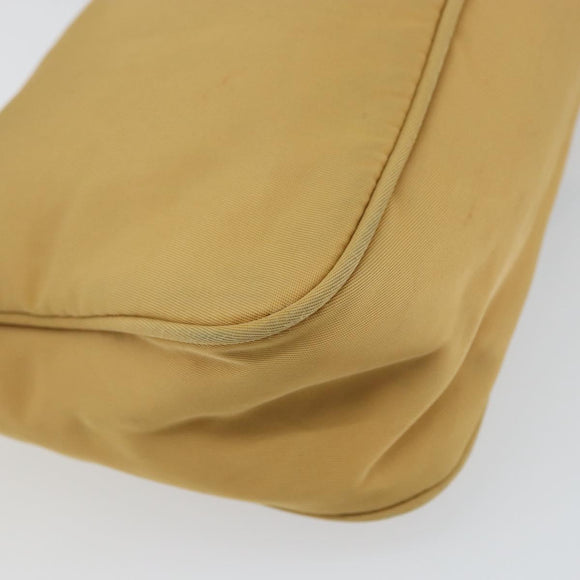 PRADA Hand Bag Nylon Beige Silver Auth 160804