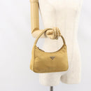 PRADA Hand Bag Nylon Beige Silver Auth 160804-21