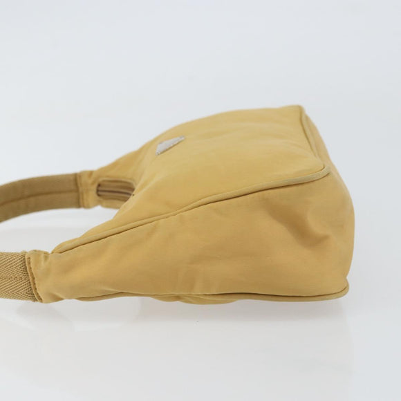 PRADA Hand Bag Nylon Beige Silver Auth 160804