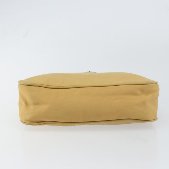 PRADA Hand Bag Nylon Beige Silver Auth 160804