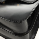 CELINE Circle Hand Bag Leather 2way Black Gold Auth 160805V-14