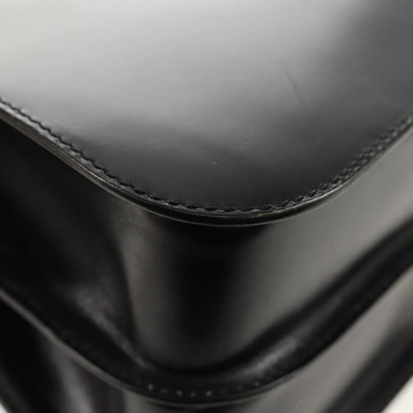 CELINE Circle Hand Bag Leather 2way Black Gold Auth 160805V