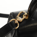 CELINE Circle Hand Bag Leather 2way Black Gold Auth 160805V-17