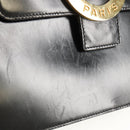 CELINE Circle Hand Bag Leather 2way Black Gold Auth 160805V-19