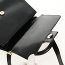 CELINE Circle Hand Bag Leather 2way Black Gold Auth 160805V-20