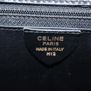 CELINE Circle Hand Bag Leather 2way Black Gold Auth 160805V-22