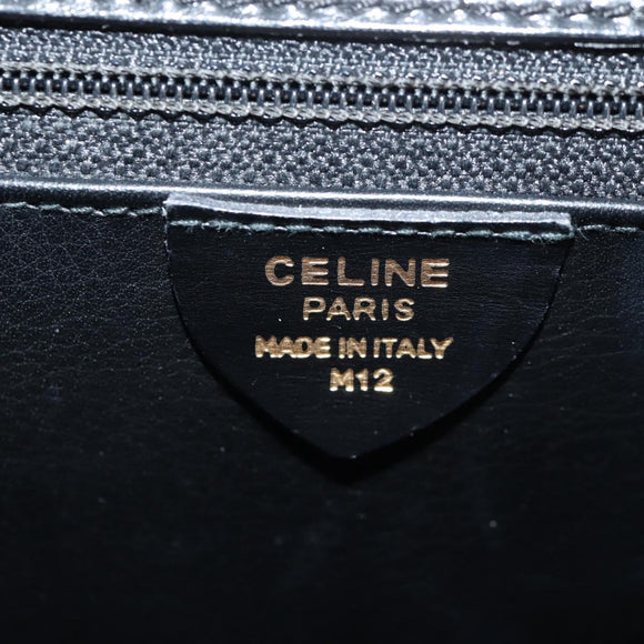 CELINE Circle Hand Bag Leather 2way Black Gold Auth 160805V