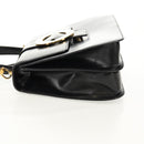 CELINE Circle Hand Bag Leather 2way Black Gold Auth 160805V-4
