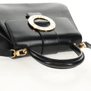 CELINE Circle Hand Bag Leather 2way Black Gold Auth 160805V-6