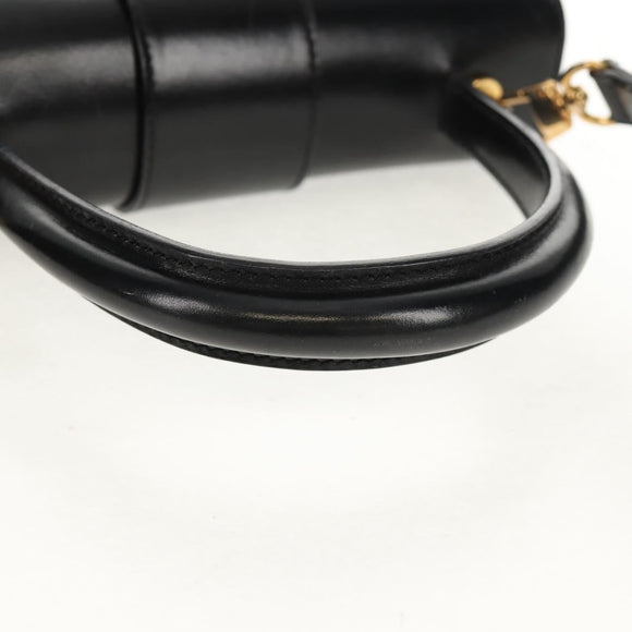 CELINE Circle Hand Bag Leather 2way Black Gold Auth 160805V