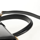 CELINE Circle Hand Bag Leather 2way Black Gold Auth 160805V-8