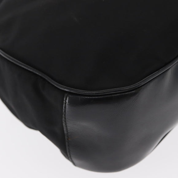 PRADA Shoulder Bag Nylon Black Gold Auth 160811