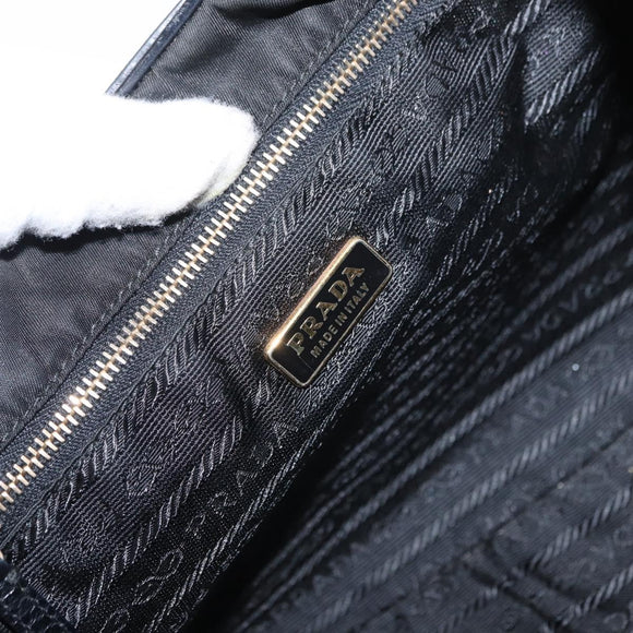 PRADA Shoulder Bag Nylon Black Gold Auth 160811