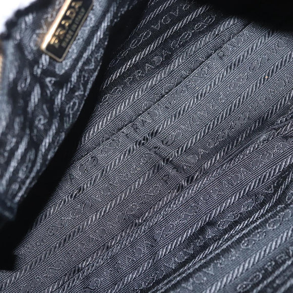 PRADA Shoulder Bag Nylon Black Gold Auth 160811