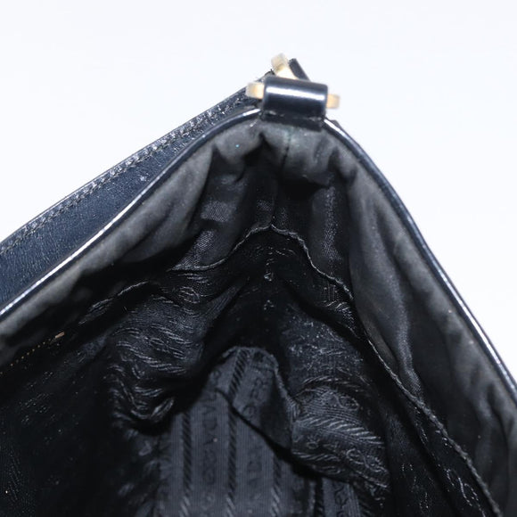 PRADA Shoulder Bag Nylon Black Gold Auth 160811