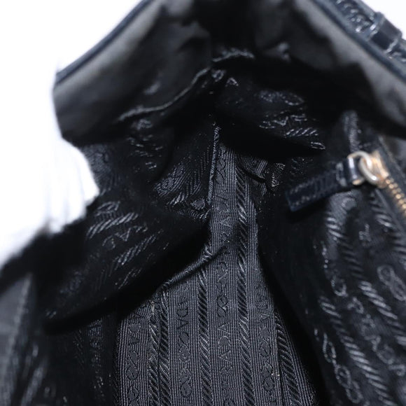 PRADA Shoulder Bag Nylon Black Gold Auth 160811