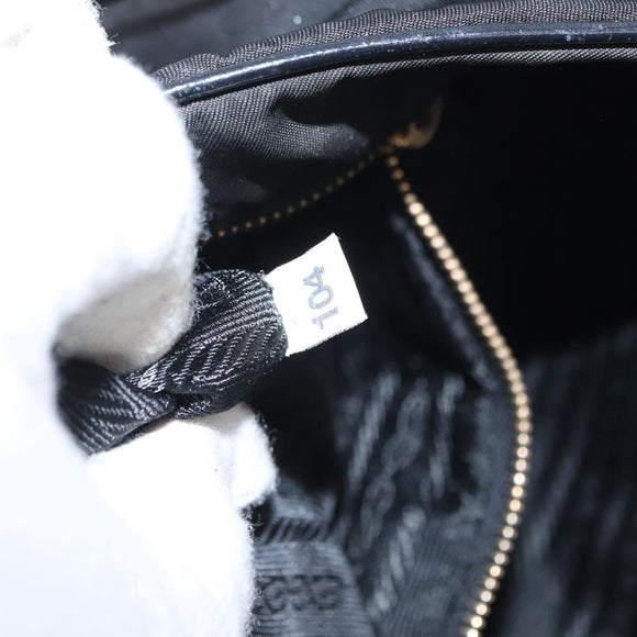 PRADA Shoulder Bag Nylon Black Gold Auth 160811