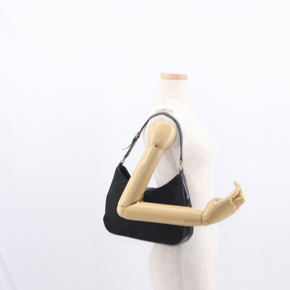 PRADA Shoulder Bag Nylon Black Gold Auth 160811