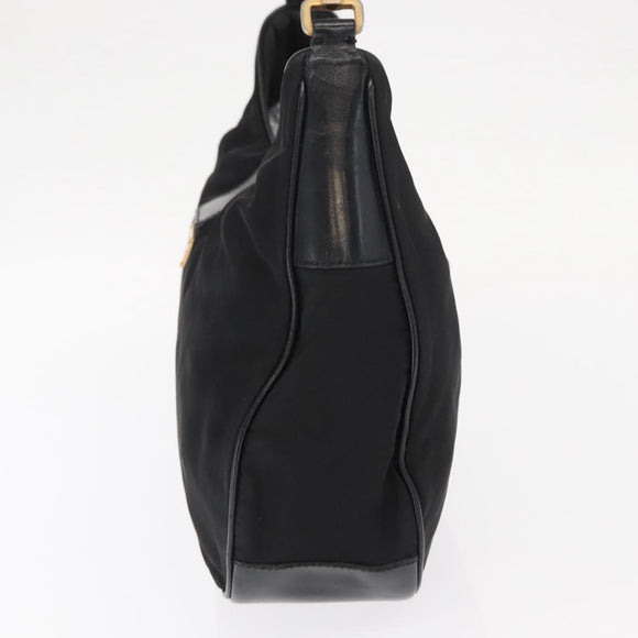 PRADA Shoulder Bag Nylon Black Gold Auth 160811