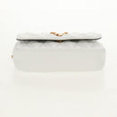 VERSACE Chain Shoulder Bag Leather White Gold Auth 160815M-5